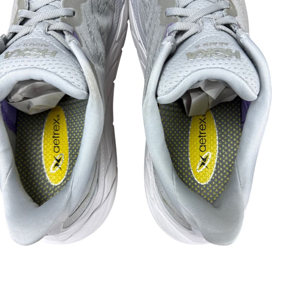 Hoka Arahi 6 Women 9.5 B Harbor Mist Silver Running Shoes Sneaker Aetrex Insoles - Picture 8 of 13